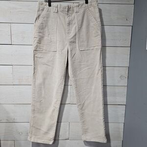 Kensie Vintage Luxe "The Amber" High Rise Stovepipe Corduroy Pants Cream Size 10